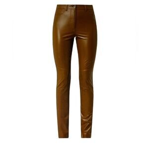 Marc Cain Skinny Fit Faux Leather Pants Trousers Cognac 4 27 x 31 NWT MSRP $400